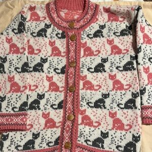 Handmade‎ Cat sweater Kids Kitties Pink Black